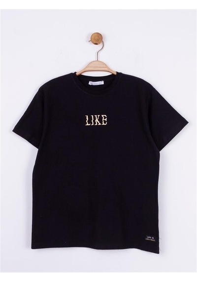 Nk Kids Çocuk Like Yazılı Pamuklu Tshirt-11901-siyah Siyah
