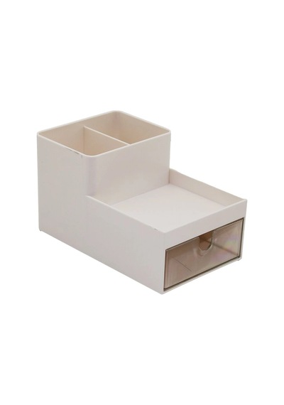 Tek Çekmeceli + 3 Bölmeli Plastik Makyaj - Takı Organizer 16x9.5cm - Y: 5--9.5cm Çok Renkli