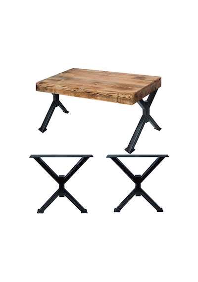 2 Adt Metal X Çapraz Ayak Ahşap Kütük Masif Orta Sehpa Ayağı 45Cm