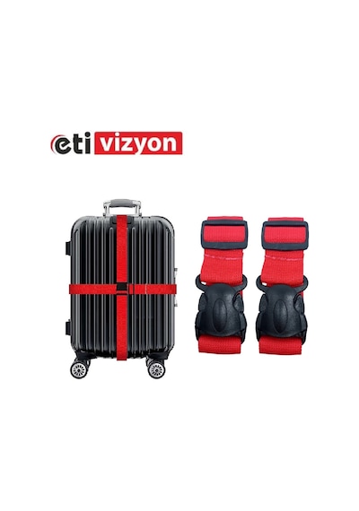 Etivizyon Valiz Bavul Emniyet Kemeri 2 Adet Kırmızı