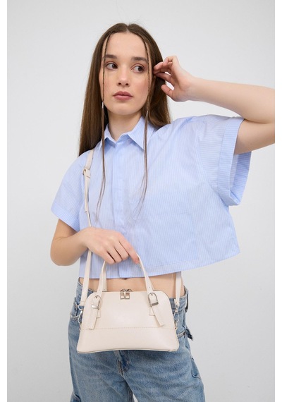 Shule Bags Ribbon Mini Çapraz Çanta Krem Krem