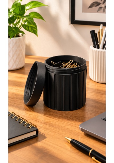 Kapaklı Silindirik Saklama Kutusu 70x75 Mm Küçük Parça Vida Civata Düzenleyici Organizer Vida Kutusu ,küçük Parça Organizer , Kapaklı Saklama Kutusu Siyah