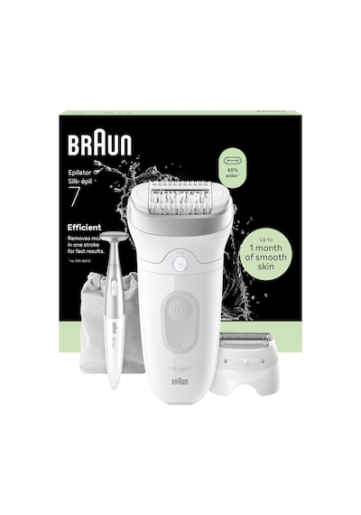 Braun Silk Épil 7, Kadın Epilatörü, Tüyleri Kolay Almak İçin Geniş Başlık, Islak Ve Kuru, Uzun Ömürlü Pürüzsüz Cilt - Tıraş Aparatı, Düzeltme Aparatı Ve Bikini Düzeltici Dahil - 7-241, Gümüş