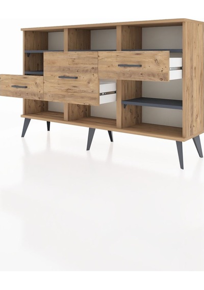 Arges Konsol 5 Raflı 3 Çekmeceli 132x30x83 Çam-antrasit/çam Antrasit/çam Arges Konsol 5 Raflı 3 Çekmeceli 132x30x83 Çam-antrasit/çam Antrasit/çam