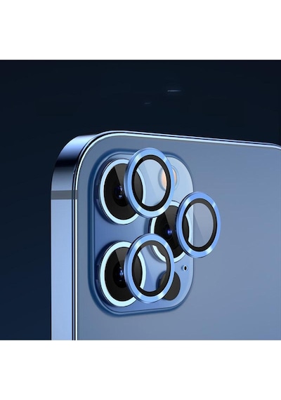 Apple Uyumlu iPhone 12 Pro Kamera Lens Koruyucu 3'lü Set Safir Çizilmez. Mavi