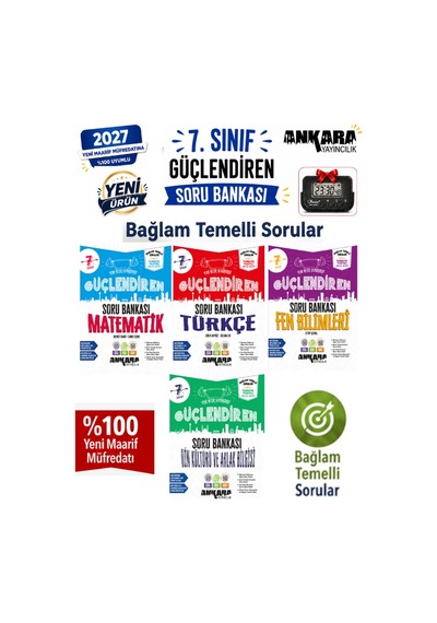 2027 7.sınıf Güçlendiren M-t-f-d %100 Maarif Bağlam Temelli Yeni Müfredat Soru Bankası Seti+kronometre 4 Kitap