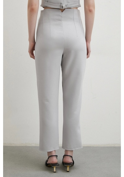 Never More Önü Pensli Skinny Kumaş Pantolon Gri Gri