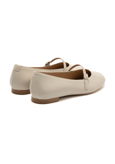 Cream Babet Kadın 70p5 Frau Leather Ballet Flats With Strap Krem