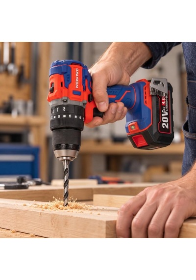 Workpro Wp390020 20volt 4.0ah Li-ion 65nm. Çift Akülü Kömürsüz Profesyonel Şarjlı Darbeli Matkap