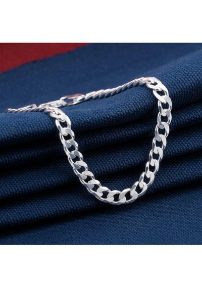İpek Silver 925 Ayar Gümüş Gurmet Zincir Bileklik 5 Mm 21cm Çok Renkli