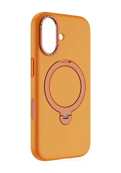Apple Uyumlu iPhone 17 Kılıf M-safe Şarj Özellikli Metal Standlı Sıvı Silikon Lenyes Ck223 Kapak Turuncu Turuncu