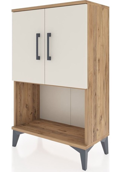 Arges Komodin 2 Raflı 2 Kapaklı 60x30x96 Çam-aytaşı Atlas Çam