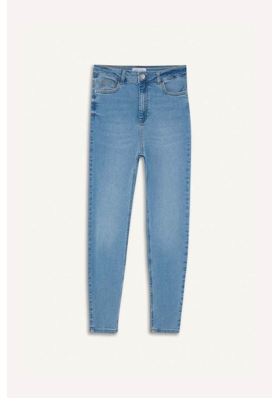DeFacto Anna Skinny Fit Yüksek Bel Düz Paça Uzun Jean Taş Yıkama Pantolon D8181AX25SPNM85
