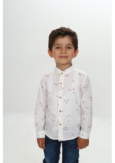 Toontoy Kids Toontoy Erkek Çocuk At Baskılı Gömlek Ekru