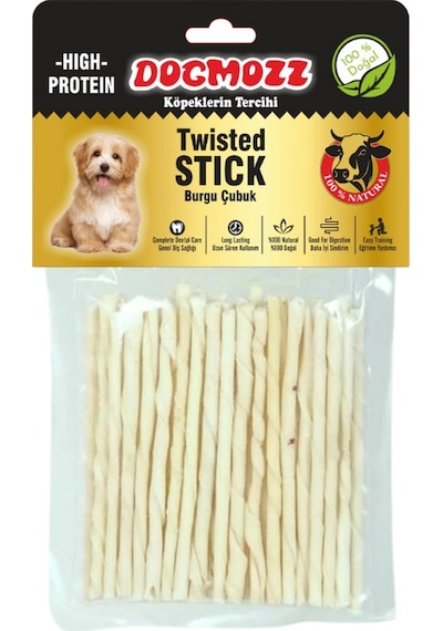 Dogmozz Premium Deri Burgu Stick Kalın Beyaz 50'li