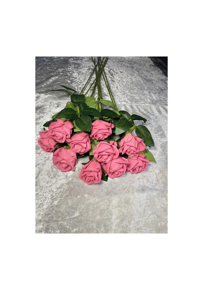 Kaliteli 10 Lu Kırmızı Yapay Kadife Gül Ev Vazo Dekor Süsü Özel Gün Çiçeği Yapay Çiçek 45-50 Cm Pembe - 929118804 Pembe