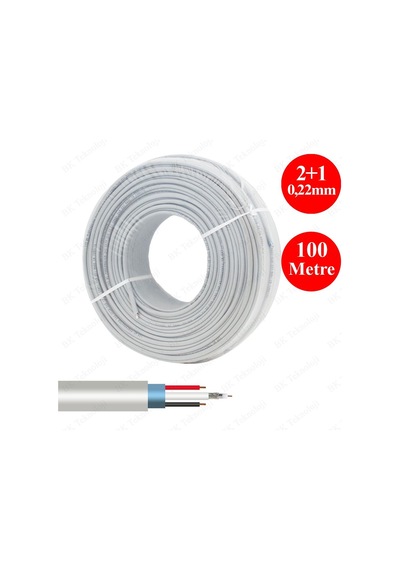 CCTV 0.22mm 2+1 Güvenlik Kamerası Kablosu 100 Metre