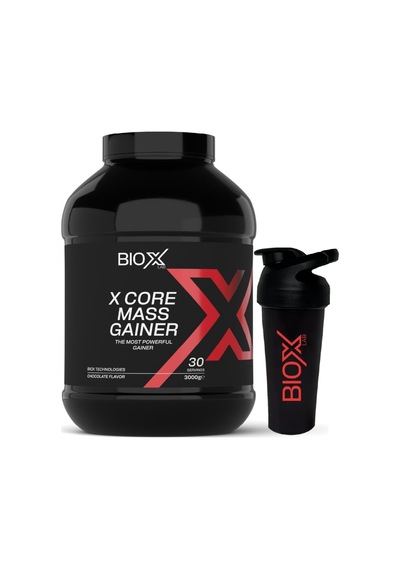 Mass Gainer Çikolata Aromalı 3 Kg 30 Servis X Core Karbonhidrat Tozu + Shaker