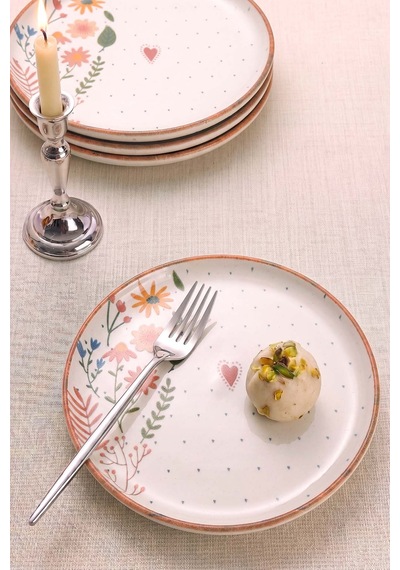 Kalpli Soft Bloom Nordic 4'lü Pasta & Sunum Tabağı 22 Cm Çok Renkli