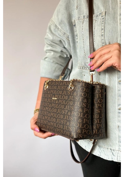 Just Polo Lüks Tasarım Kadın Kahverengi El Ve Omuz Çantası En 25 Cm / Boy 18 Cm 17060995