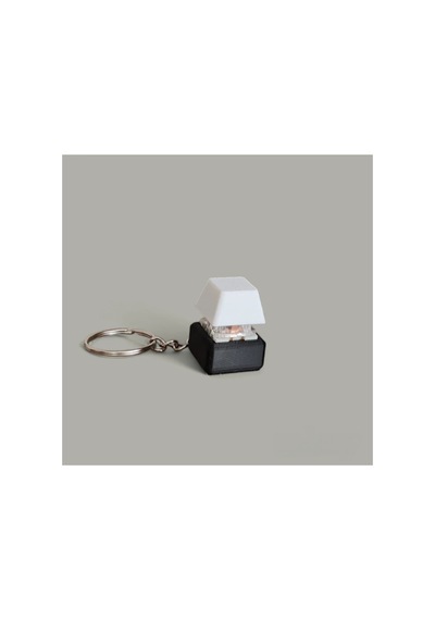 Mekanik Klavye Tuşu Stres Atıcı Anahtarlık - Beyaz Keycap Mavi Switch Siyah 2 adet