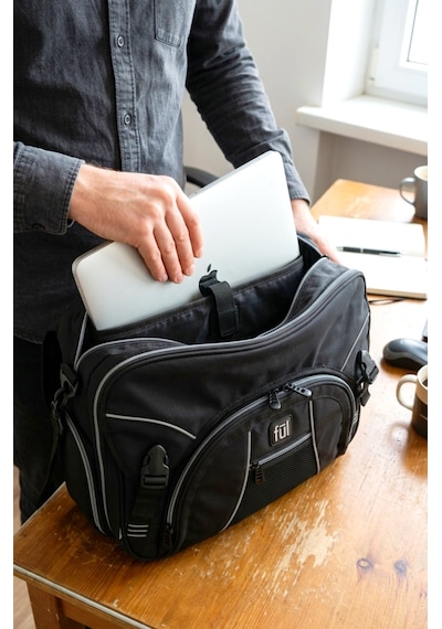 Ful - Union Briefcase Siyah Gündelik Evrak Laptop Omuz El Çantası