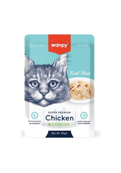 Wanpy Kedi Pouch Tavuk & Morina Balık 85 Gr