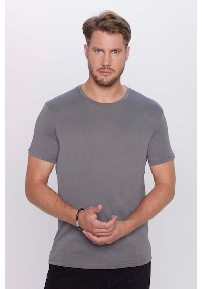 Tudors Unisex 3'lü Paket Siyah-beyaz-k. Gri Slim Fit Dar Kesim %100 Pamuk Bisiklet Yaka Tişört-33122 Multi