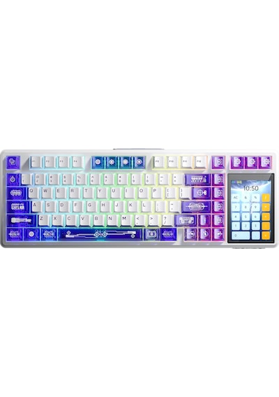 Aula L99 4" Akıllı Dokunmatik Ekranlı 3 Modlu RGB Hot Swap Caramel Latte Switch Mekanik Kablosuz Oyuncu Klavyesi Mor