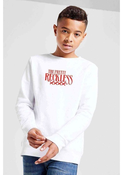 Tshirthane The Pretty Reckless Baskılı Unisex Çocuk Beyaz Sweatshirt Beyaz