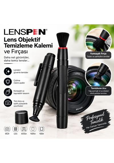 Rabsev Lens Objektif Temizleme Kalemi Ve Fırçası Kamera, Fotoğraf Makinesi Ve Lens Temizleme Kiti