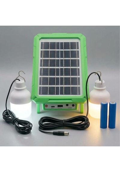 Panther Solar Güneş Enerjili Şarjlı Kamp Seti 2 Ampullü