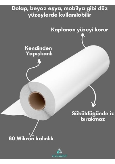 Parlak Beyaz Folyo - Dolap Mobilya Kaplama Folyosu