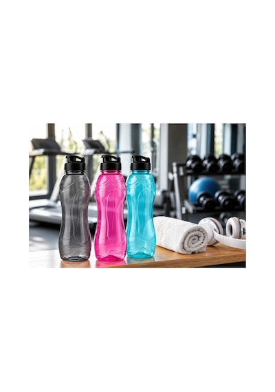 750 Ml Sert Plastik Su Matarası Kilitli Kapaklı, Bpa Free Su Şişesi 3 Renk Seçeneği İle Siyah