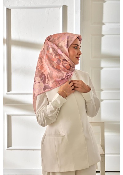 Silk Home Twill İpek Eşarp 11483-33 Pembe, Gül Kurusu, Lila, Koyu Vizon