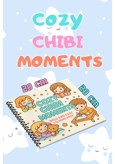 Cozy Anime Chibi Moments Bold And Easy 20x20 Cm Büyük Boyama Kitabı, Çocuklar Ve Yetişkinlere