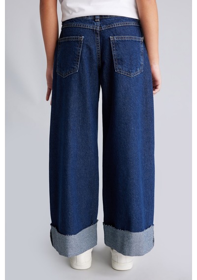 Defacto Wide Leg Konforlu Ve Ferah Geniş Paça Jean Pantolon Kız Çocuk I3363a826wnnm34 Mavi-nm34