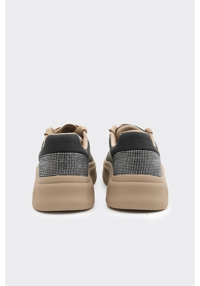 Derinet Günlük Taşlı Kadın Sneaker Siyah Siyah