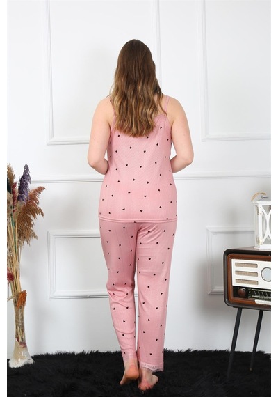 Akbeniz Kadın Büyük Beden Somon İp Askılı Pijama Takım 202196 Somon