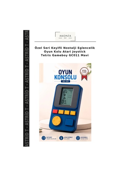 Özel Seri Keyifli Nostalji Eglencelik Oyun Kolu Atari Joystick Tetris Gameboy Gc011 Mavi