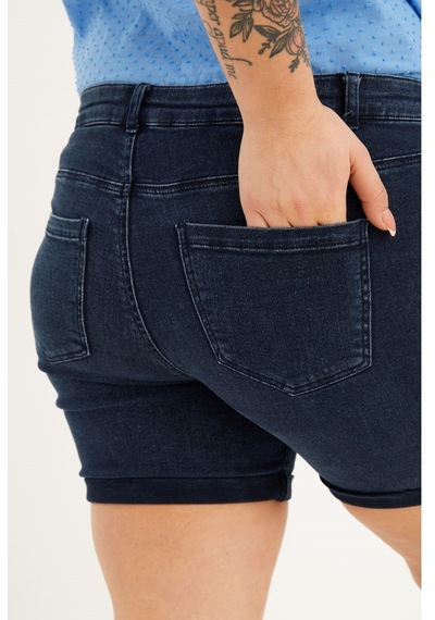 Myline Paçası Katlı Denim Şort