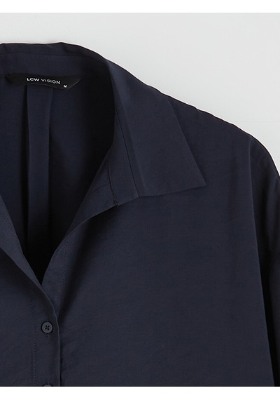 Lcw Vision Lacivert Oversize Kadın Gömlek