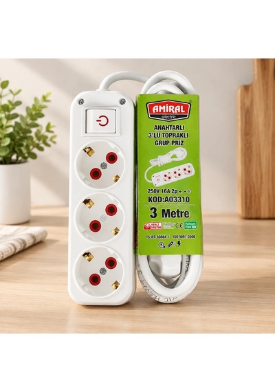 Anahtarlı 3 M Priz Normal