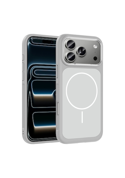 Apple Uyumlu iPhone 17 Pro Max Kılıf M-safe Şarj Özellikli Metal Kamera Çerçeveli Sanremo Silikon Kılıf Beyaz