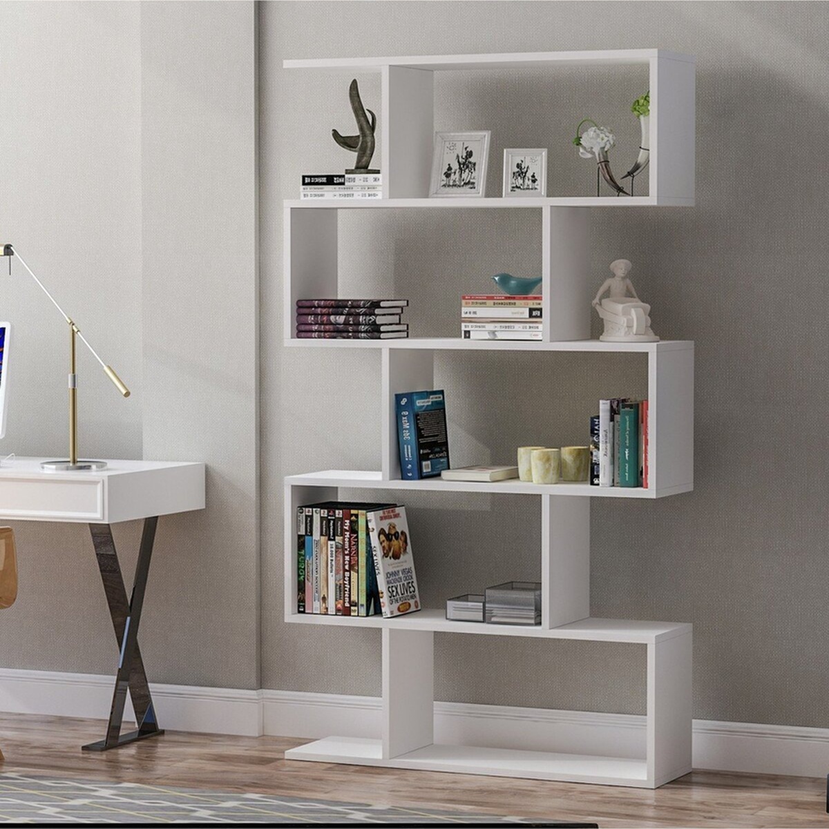 Begonya Beyaz Çok Amaçlı Kitaplık Ev Ve Ofis İçin Modern Raf