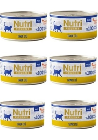 Nutri Feline Pürüzsüz Lezzet: Tavuk Etli Tahılsız Pate 6x70g - Ezme Kıvamında Yaş Mama