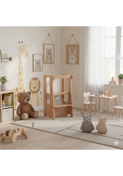 Ahşap Montessori Öğrenme Kulesi Çok Fonksiyonlu Model