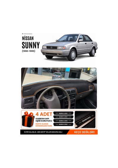 Nissan Sunny 1990-1995 Uyumlu Torpido Örtüsü, Torpido Kılıfı - Siyah Kahverengi