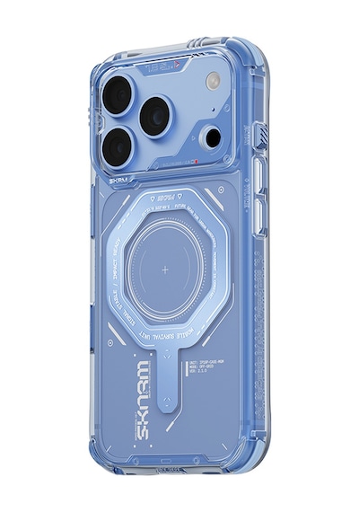 Apple Uyumlu iPhone 18 Pro Max Uyumlu Kılıf Skinarma M-safe Şarj Özellikli Airbag Tasarımlı Magma Kapak Mavi