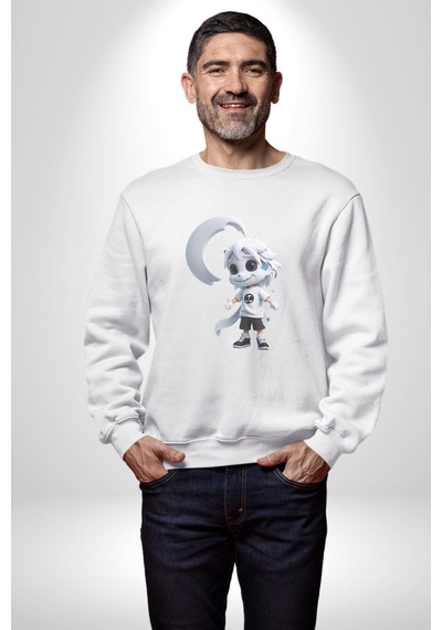 Japon Anime Baruto Momoshiki Unisex Beyaz Baskılı Sweatshirt Beyaz